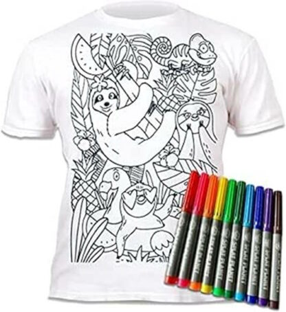 Splat Planet Πλενόμενο T-Shirt Ζωγραφικής "Sloth Jungle" με Μαρκαδόρους (7-8 Ετών)