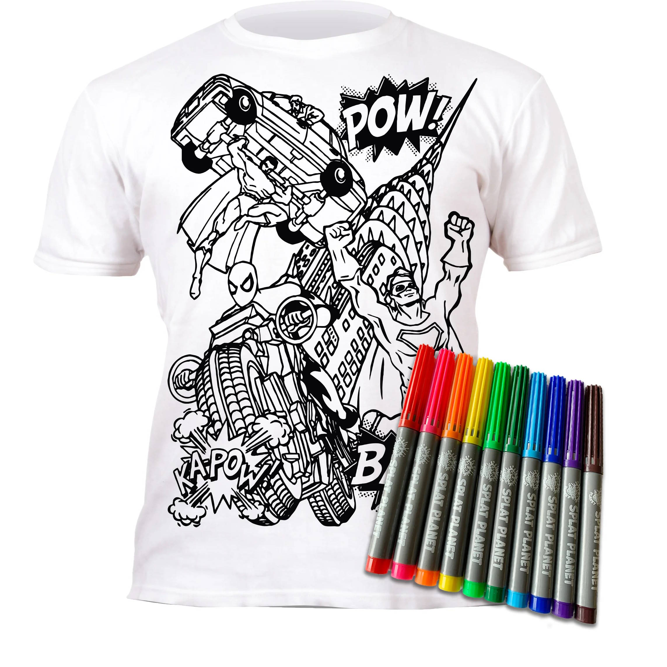 Splat Planet T-Shirt Ζωγραφικής "Super Heroes" με Μαρκαδόρους (5-6 Ετών)