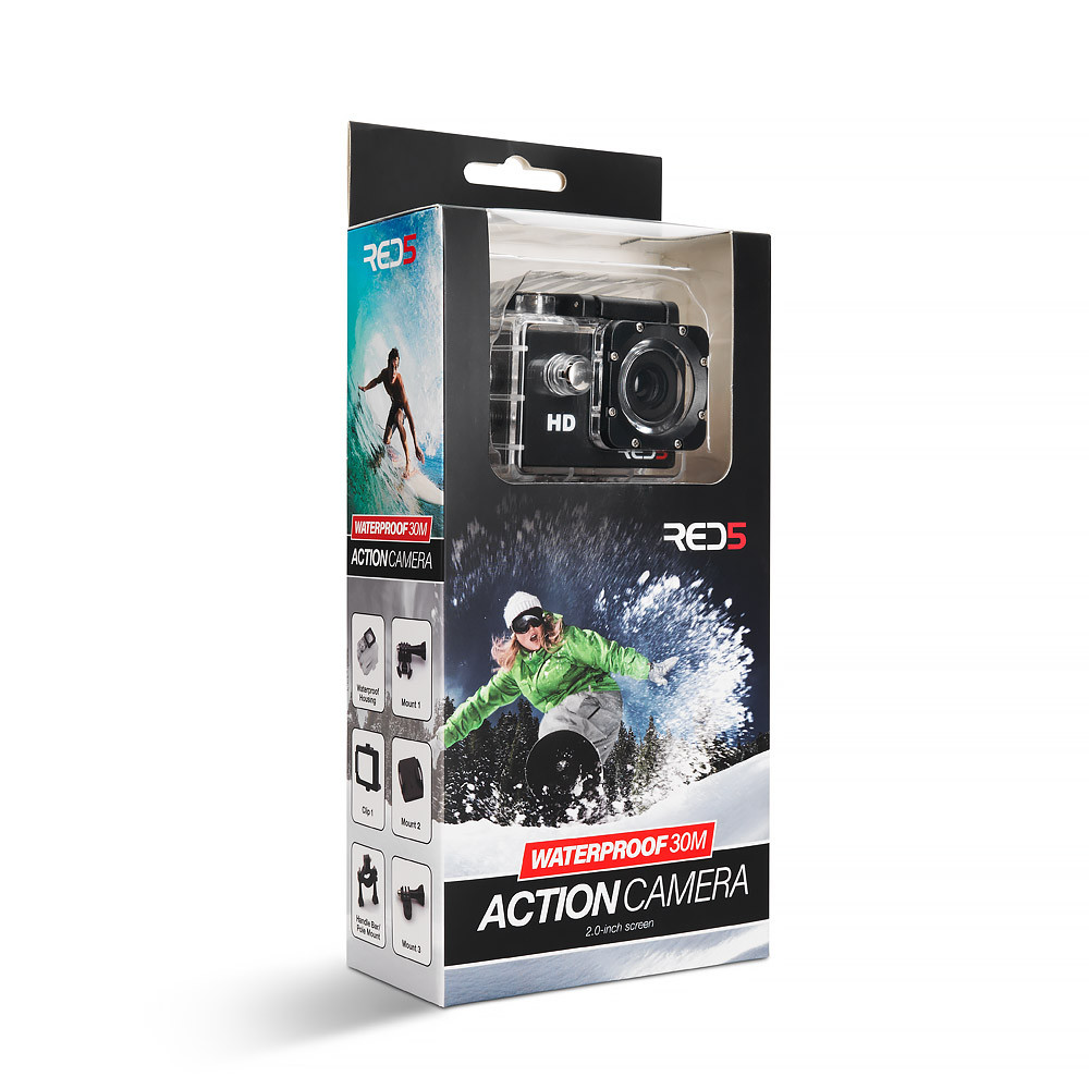 RED5 Action Camera - Αδιάβροχη έως 30m με Σετ Στήριξης