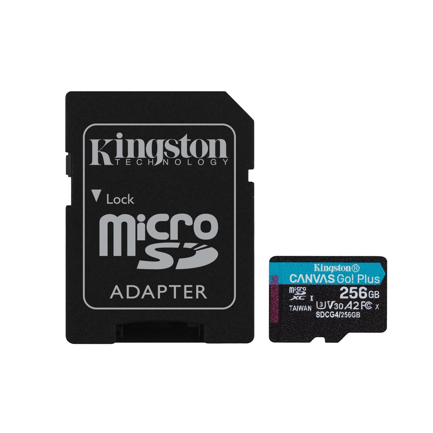Kingston Κάρτα Μνήμης 256GB microSDXC Canvas Go Plus Gen 4 200MB/s A2 U3 V30 + Αντάπτορας SD