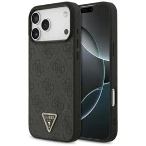 Guess Leather 4G Triangle Strass MagSafe Case for iPhone 18 Pro Max / 17 Pro Max – Black – Θήκη Προστασίας για iPhone 18 Pro Max / 17 Pro Max σε Μαύρο Χρώμα