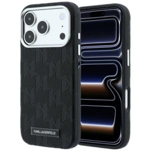 Karl Lagerfeld Grained Mono Resin Logo MagSafe Case for iPhone 18 Pro Max / 17 Pro Max – Black – Θήκη Προστασίας για iPhone 18 Pro Max / 17 Pro Max σε Μαύρο Χρώμα