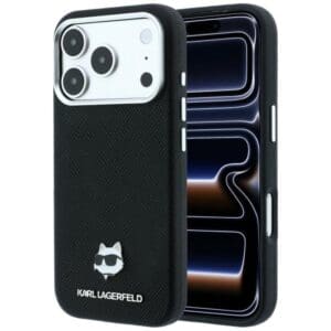 Karl Lagerfeld Grained Choupette Head Metal MagSafe Case for iPhone 18 Pro / 17 Pro – Black – Θήκη Προστασίας για iPhone 18 Pro / 17 Pro σε Μαύρο Χρώμα