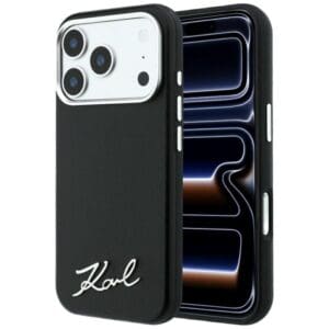 Karl Lagerfeld Saffiano Small Script Metal Logo Case for iPhone 18 Pro Max / 17 Pro Max – Black – Θήκη Προστασίας για iPhone 18 Pro Max / 17 Pro Max σε Μαύρο Χρώμα