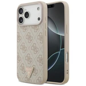 Guess Leather 4G Triangle Strass MagSafe Case for iPhone 18 Pro Max / 17 Pro Max – Pink – Θήκη Προστασίας για iPhone 18 Pro Max / 17 Pro Max σε Ροζ Χρώμα
