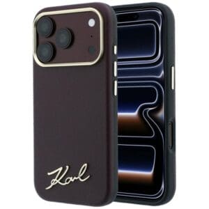 Karl Lagerfeld Saffiano Small Script Metal Logo Case for iPhone 18 Pro Max / 17 Pro Max – Burgundy – Θήκη Προστασίας για iPhone 18 Pro Max / 17 Pro Max σε Μπορντό Χρώμα