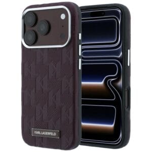 Karl Lagerfeld Grained Mono Resin Logo MagSafe Case for iPhone 18 Pro / 17 Pro – Burgundy – Θήκη Προστασίας για iPhone 18 Pro / 17 Pro σε Μπορντό Χρώμα