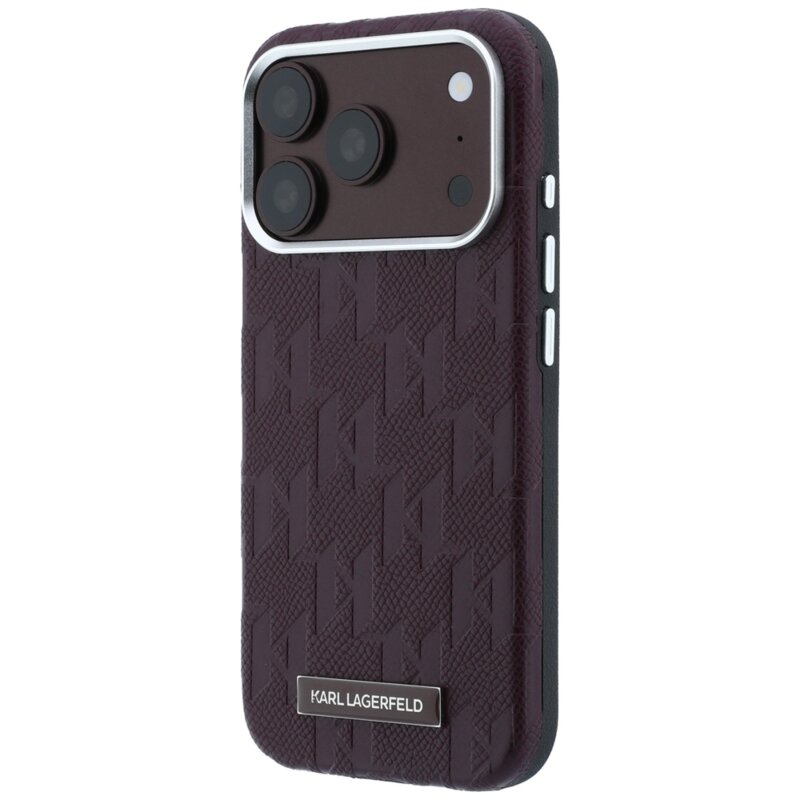 Karl Lagerfeld Grained Mono Resin Logo MagSafe Case for iPhone 18 Pro / 17 Pro – Burgundy – Θήκη Προστασίας για iPhone 18 Pro / 17 Pro σε Μπορντό Χρώμα