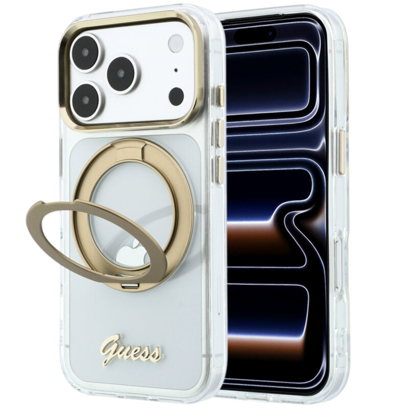 Guess IML Ring Stand 360 Script Metal Logo Case for iPhone 18 Pro Max / 17 Pro Max – Transparent – Θήκη Προστασίας για iPhone 18 Pro Max / 17 Pro Max σε Διάφανο Χρώμα