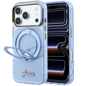 Guess IML Ring Stand 360 Script Metal Logo Case for iPhone 18 Pro Max / 17 Pro Max – Light Blue – Θήκη Προστασίας για iPhone 18 Pro Max / 17 Pro Max σε Ανοιχτό Μπλε Χρώμα