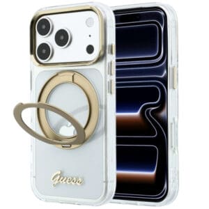 Guess IML Ring Stand 360 Script Metal Logo Case for iPhone 18 Pro / 17 Pro – Transparent – Θήκη Προστασίας για iPhone 18 Pro / 17 Pro σε Διάφανο Χρώμα