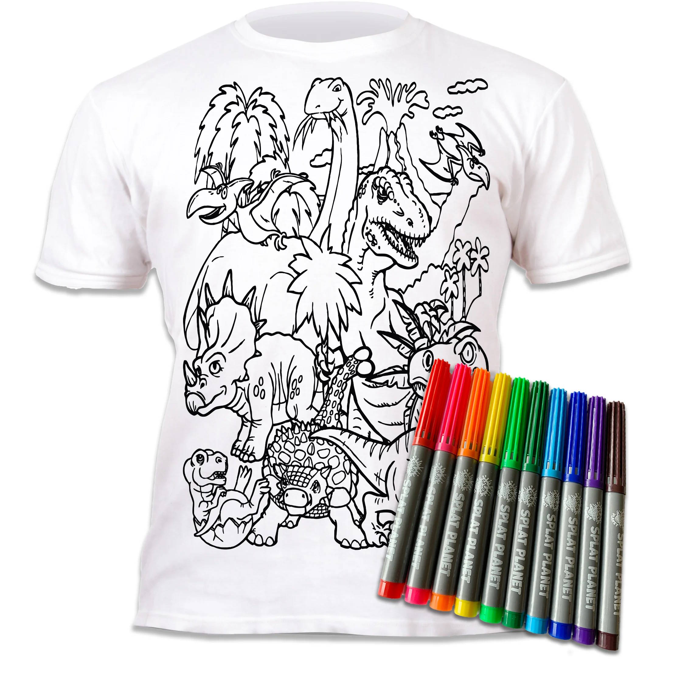 Splat Planet Πλενόμενο T-Shirt Ζωγραφικής "Dinosaurs" με Μαρκαδόρους (5-6 Ετών)