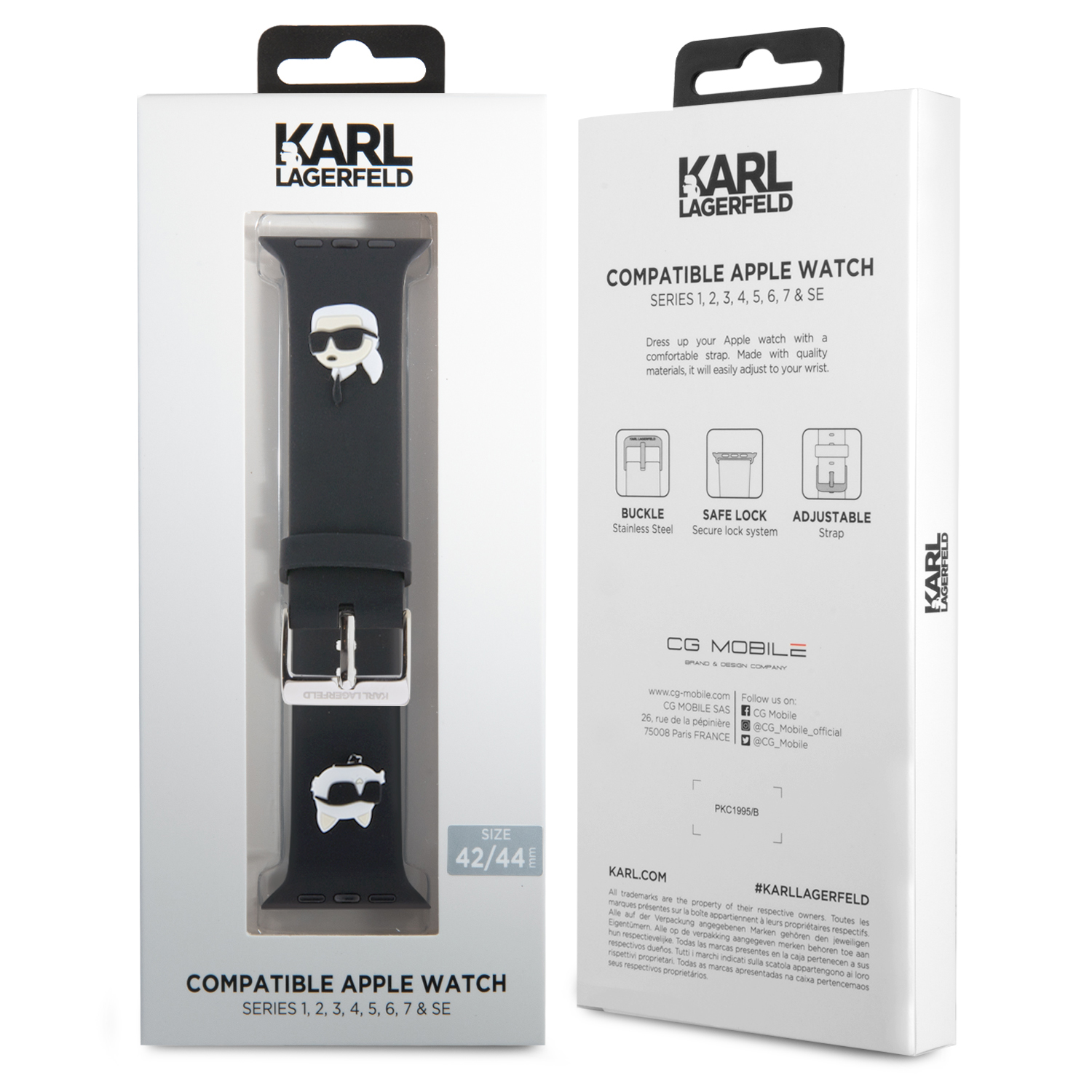 Karl Lagerfeld “Karl & Choupete’s Head” Collection Λουράκι για Apple Watch 4/5/6/7/SE 42/44/45mm (Μαύρο – KLAWLSLKCNK)