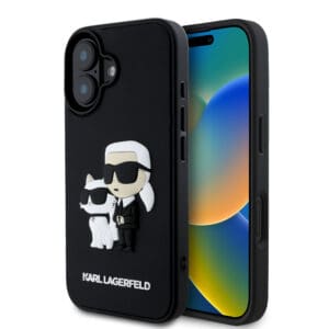 Karl Lagerfeld 3D Rubber Case Karl + Choupette Θήκη προστασίας από σιλικόνη – iPhone 16 (Μαύρο – KLHCP16S3DRKCNK)