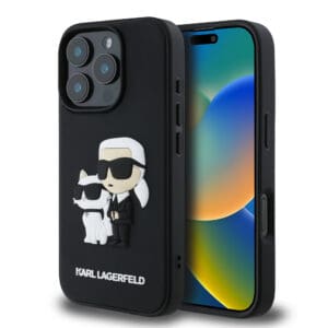 Karl Lagerfeld 3D Rubber Case Karl + Choupette Θήκη προστασίας από σιλικόνη – iPhone 16 Pro Max (Μαύρο – KLHCP16X3DRKCNK)