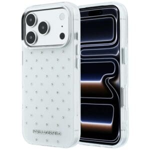 Karl Lagerfeld IML Rhinestones Allover and Electroplated Case for iPhone 18 Pro / 17 Pro – White – Θήκη Προστασίας για iPhone 18 Pro / 17 Pro σε Λευκό Χρώμα