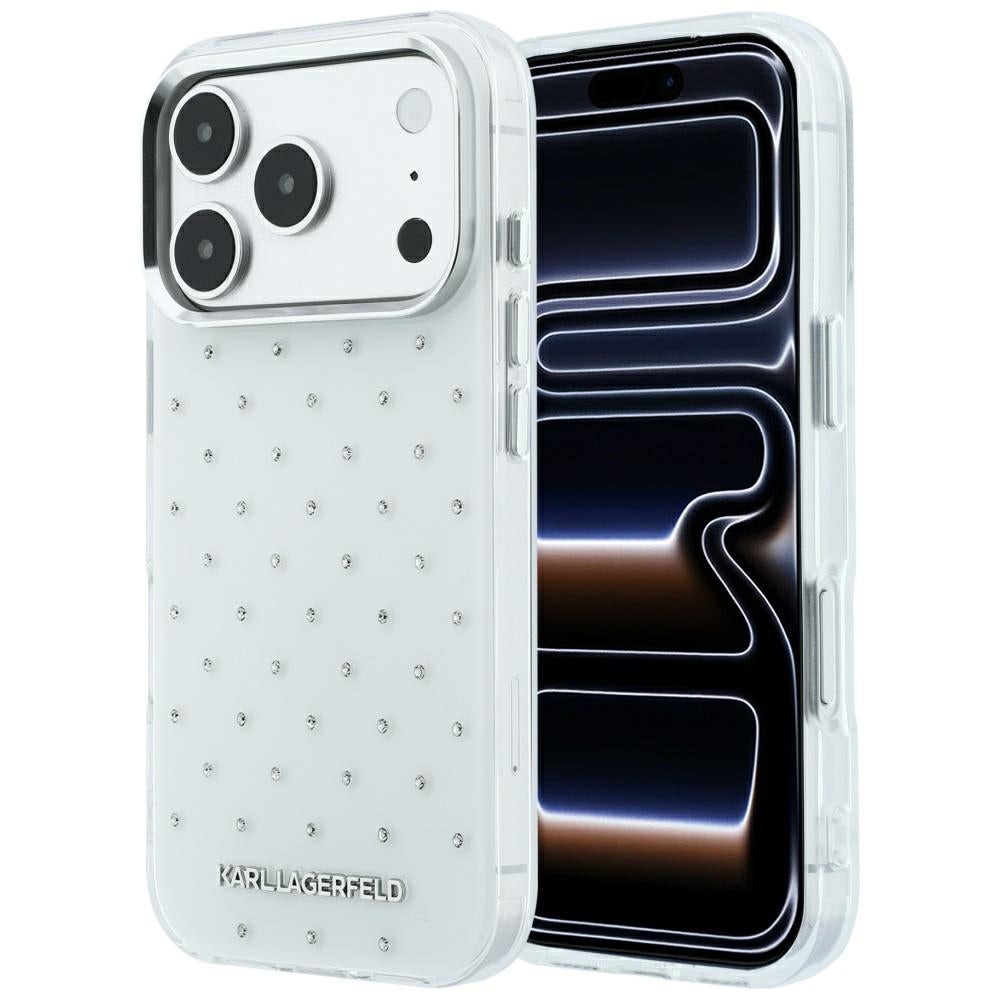 Karl Lagerfeld IML Rhinestones Allover and Electroplated Case for iPhone 18 Pro / 17 Pro – White – Θήκη Προστασίας για iPhone 18 Pro / 17 Pro σε Λευκό Χρώμα