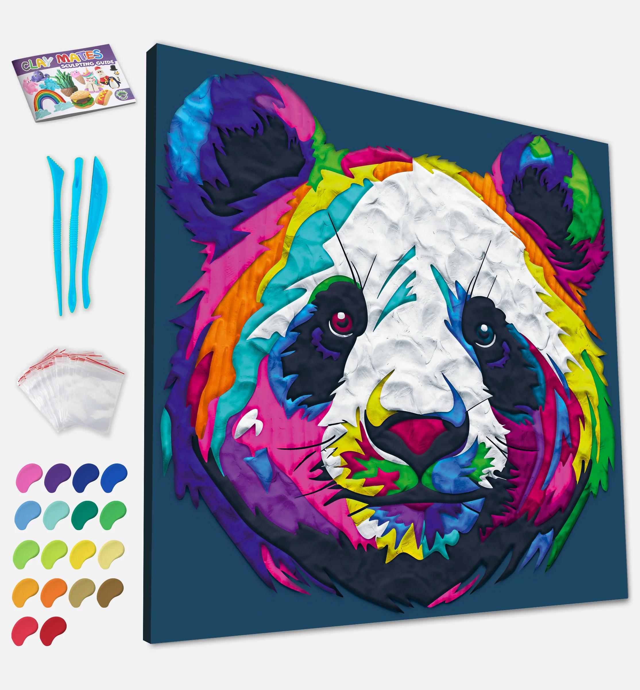 Splat Planet Σετ Ζωγραφικής με Πηλό "Panda" σε Καμβά 30x30cm