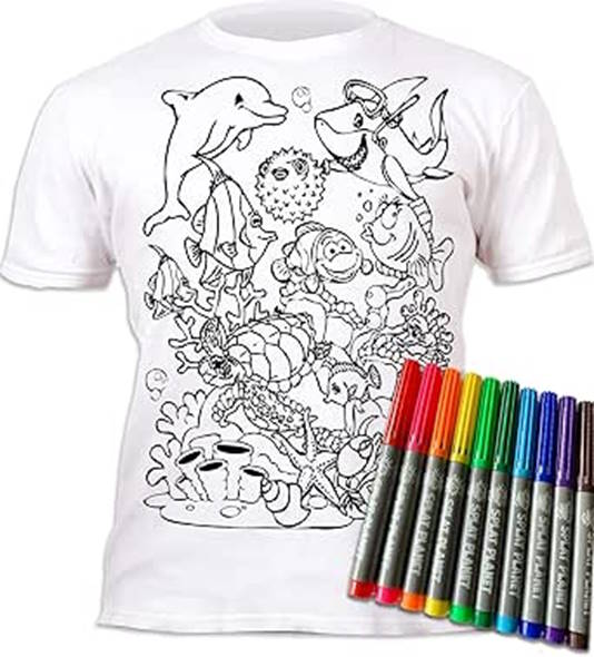 Splat Planet Πλενόμενο T-Shirt Ζωγραφικής "Sea life" με Μαρκαδόρους (5-6 Ετών)