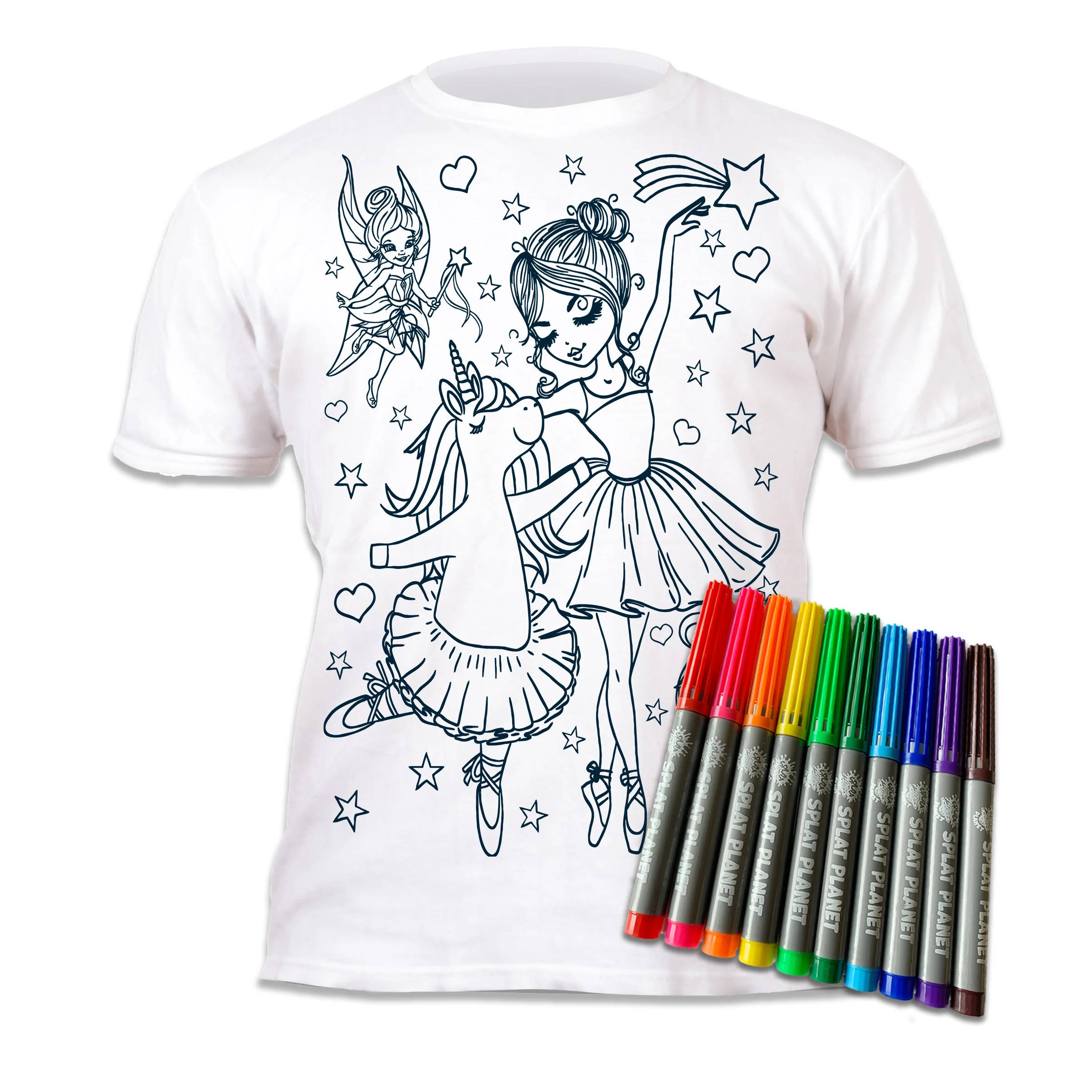 Splat Planet Πλενόμενο T-Shirt Ζωγραφικής "Unicorn Ballerina" με Μαρκαδόρους (7-8 Ετών)
